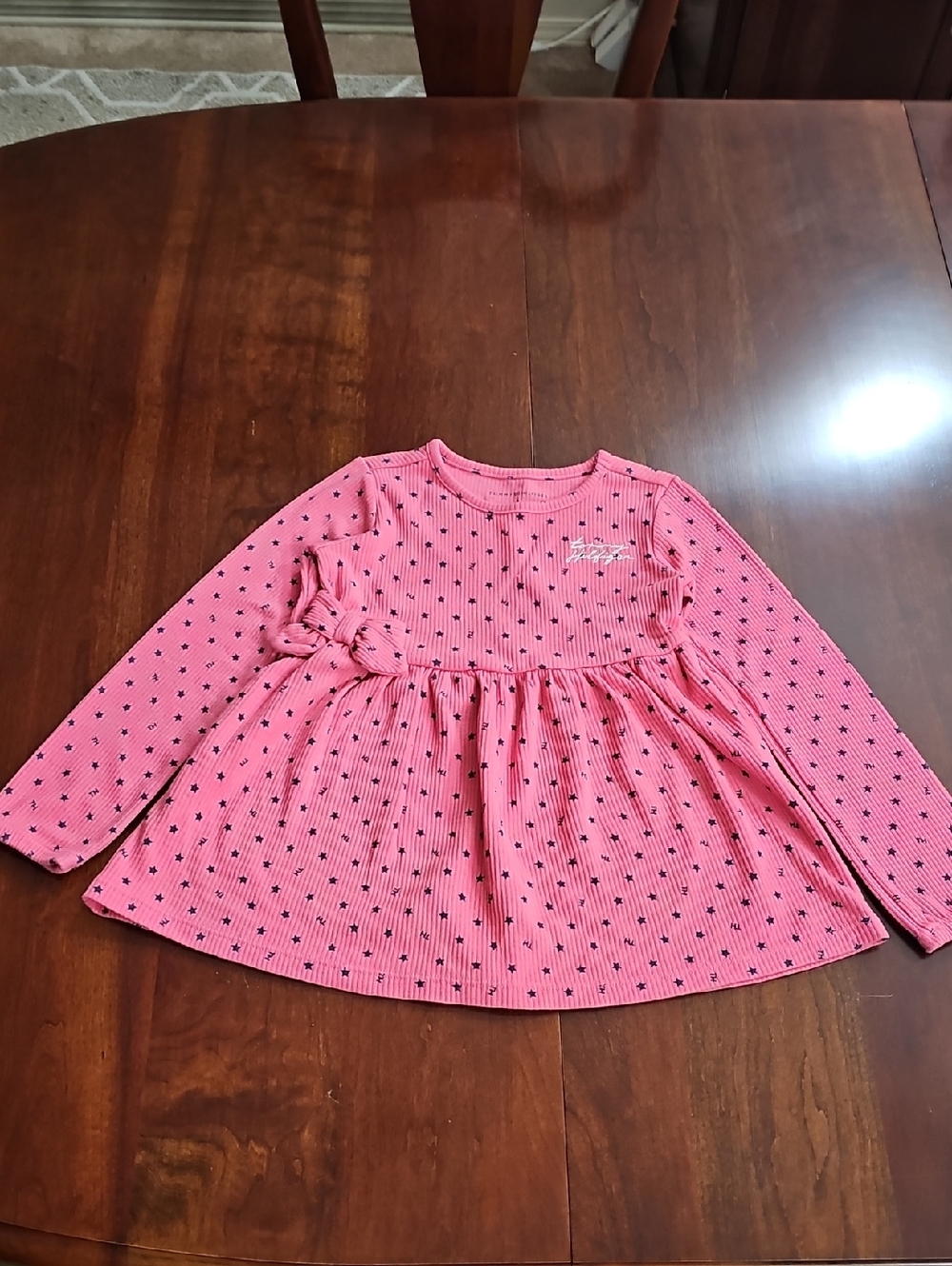 Tommy Hilfiger Pink Long-Sleeve Star Peplum Dress
